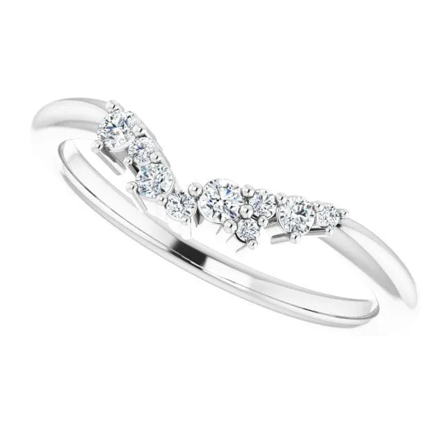 Lydia Band - Prong Set Accented Cluster Curved Wedding Ring