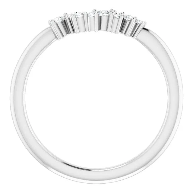 Lydia Band - Prong Set Accented Cluster Curved Wedding Ring