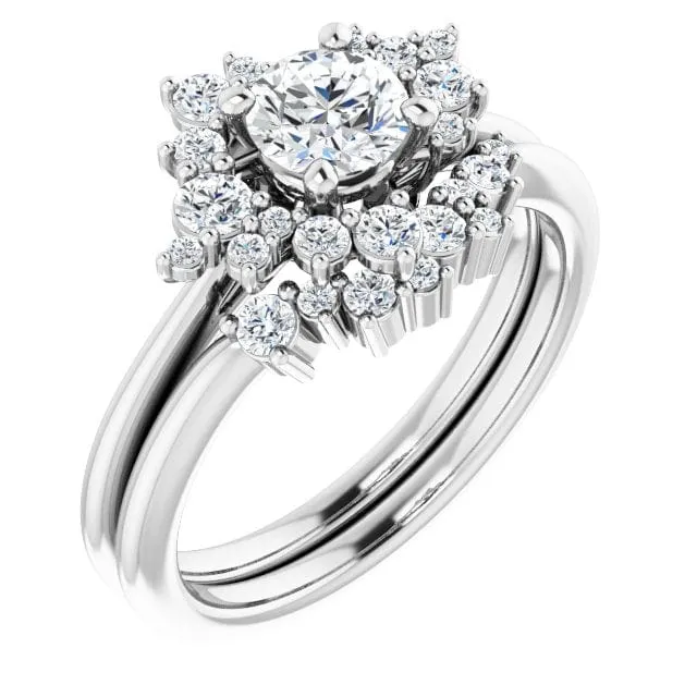 Lydia Band - Prong Set Accented Cluster Curved Wedding Ring