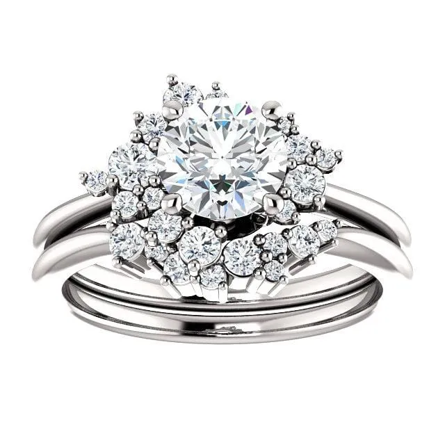 Lydia Band - Prong Set Accented Cluster Curved Wedding Ring