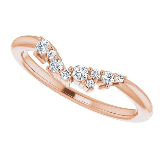 Lydia Band - Prong Set Accented Cluster Curved Wedding Ring