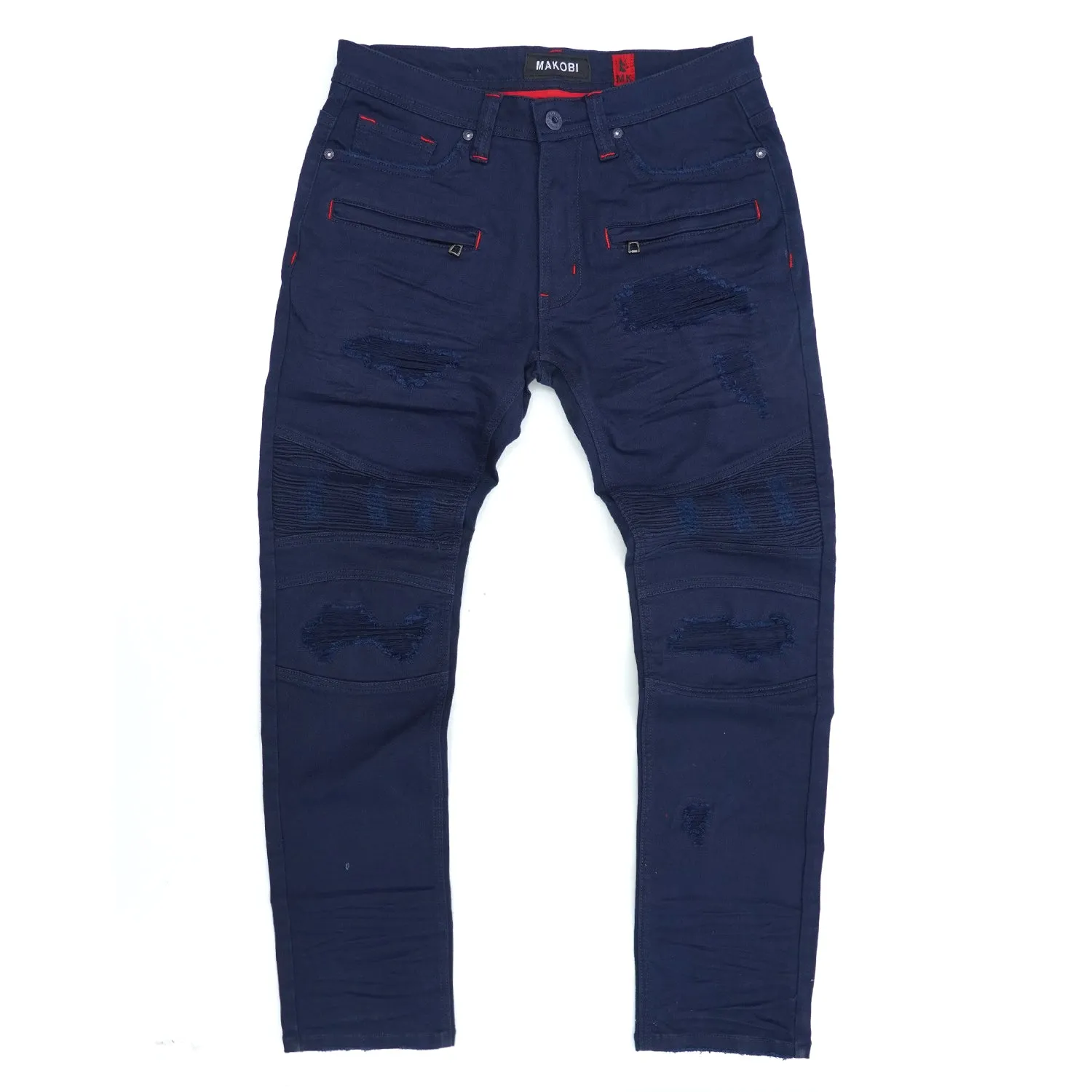 M1926 - Navy Denim Biker Jeans - Makobi Core