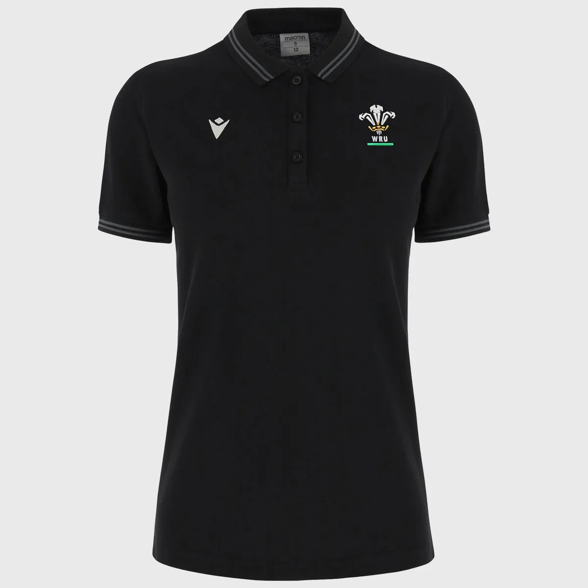 Macron Wales Rugby Women's Polo Shirt Black