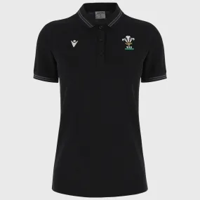 Macron Wales Rugby Women's Polo Shirt Black