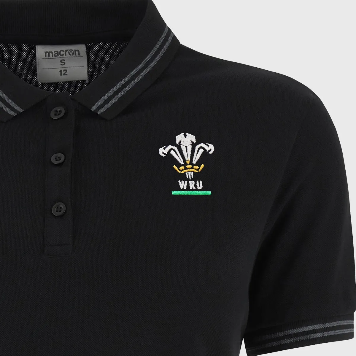 Macron Wales Rugby Women's Polo Shirt Black