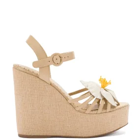 Ivory Leather Magnolia Wedge