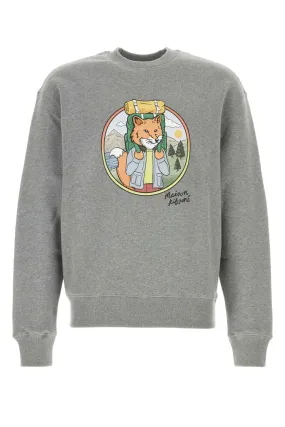 Maison Kitsune Melange Grey Cotton Sweatshirt