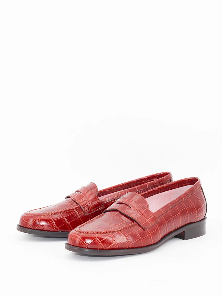 Mallorca clay color coco effect leather loafers