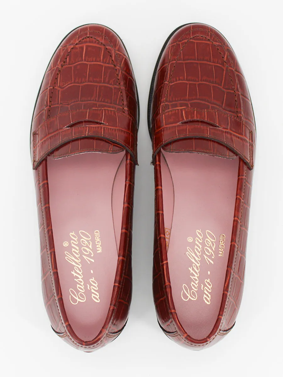 Mallorca clay color coco effect leather loafers