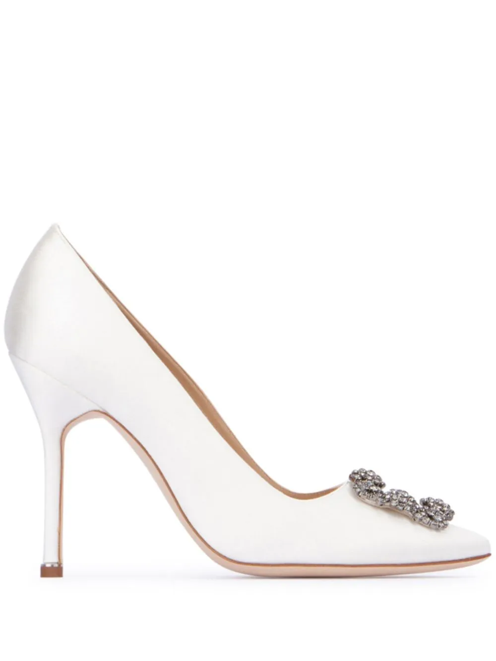 Manolo Blahnik 105mm Hangisi Pumps - White