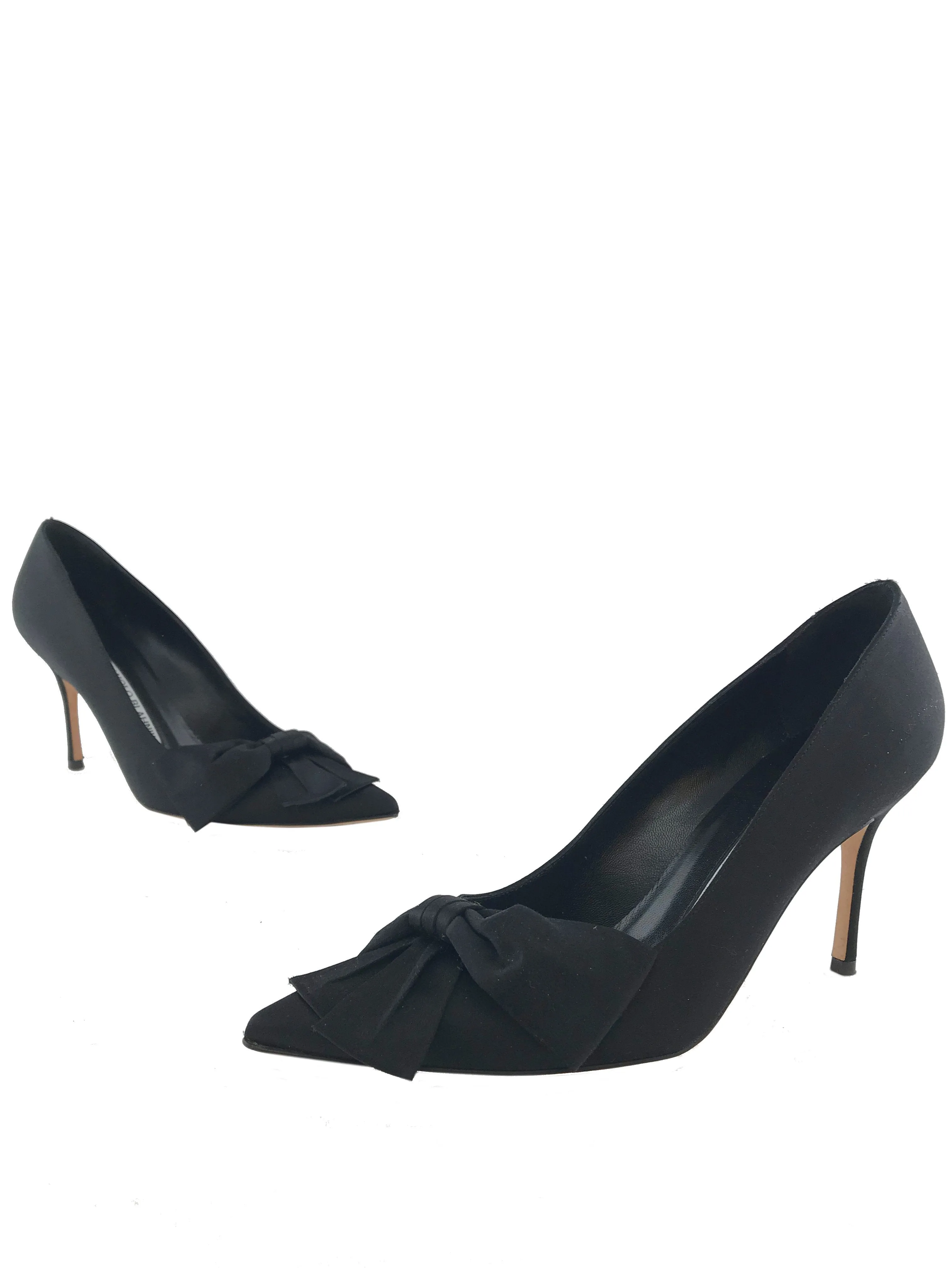 Manolo Blahnik Beccara Satin Bow Pumps Size 7.5 - Google SEO friendly version: Manolo Blahnik Beccara Satin Bow High Heels Size 