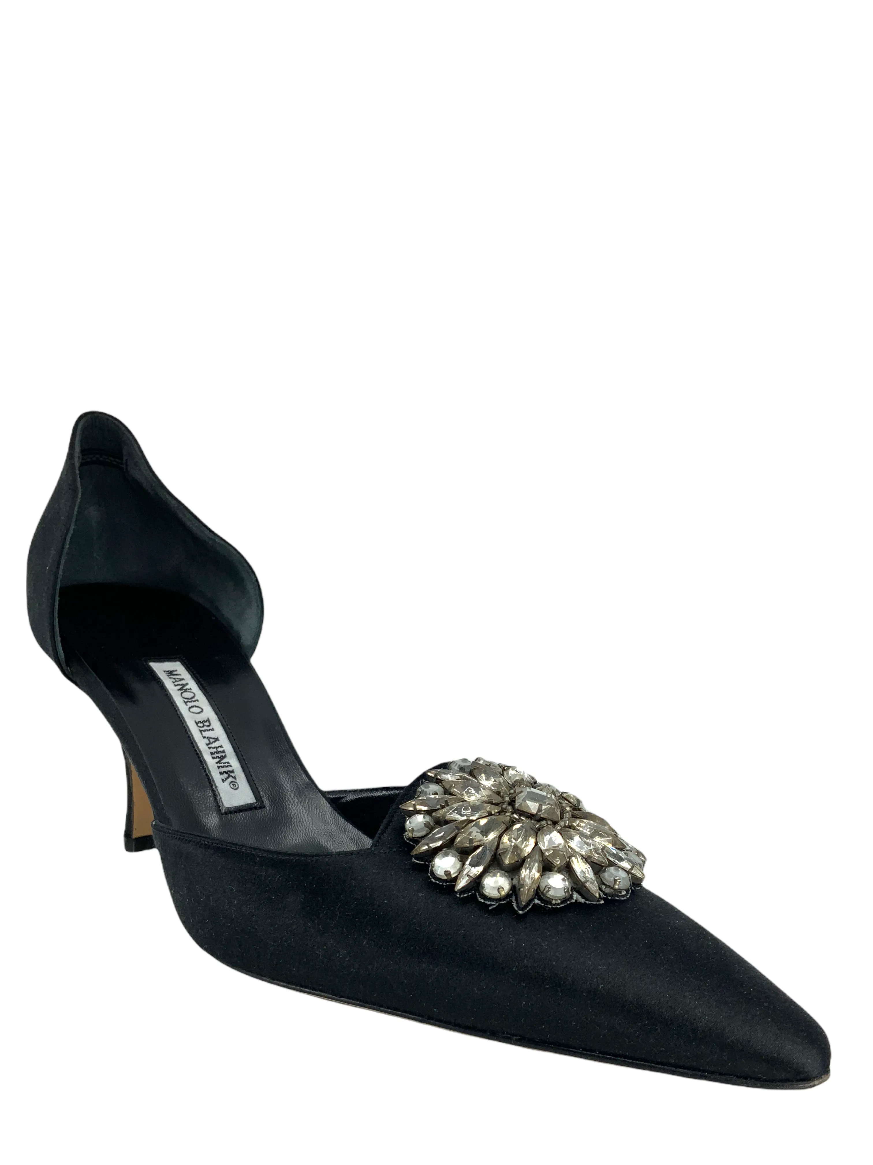 Manolo Blahnik Satin Pumps with Embellishments in Size 10.5.