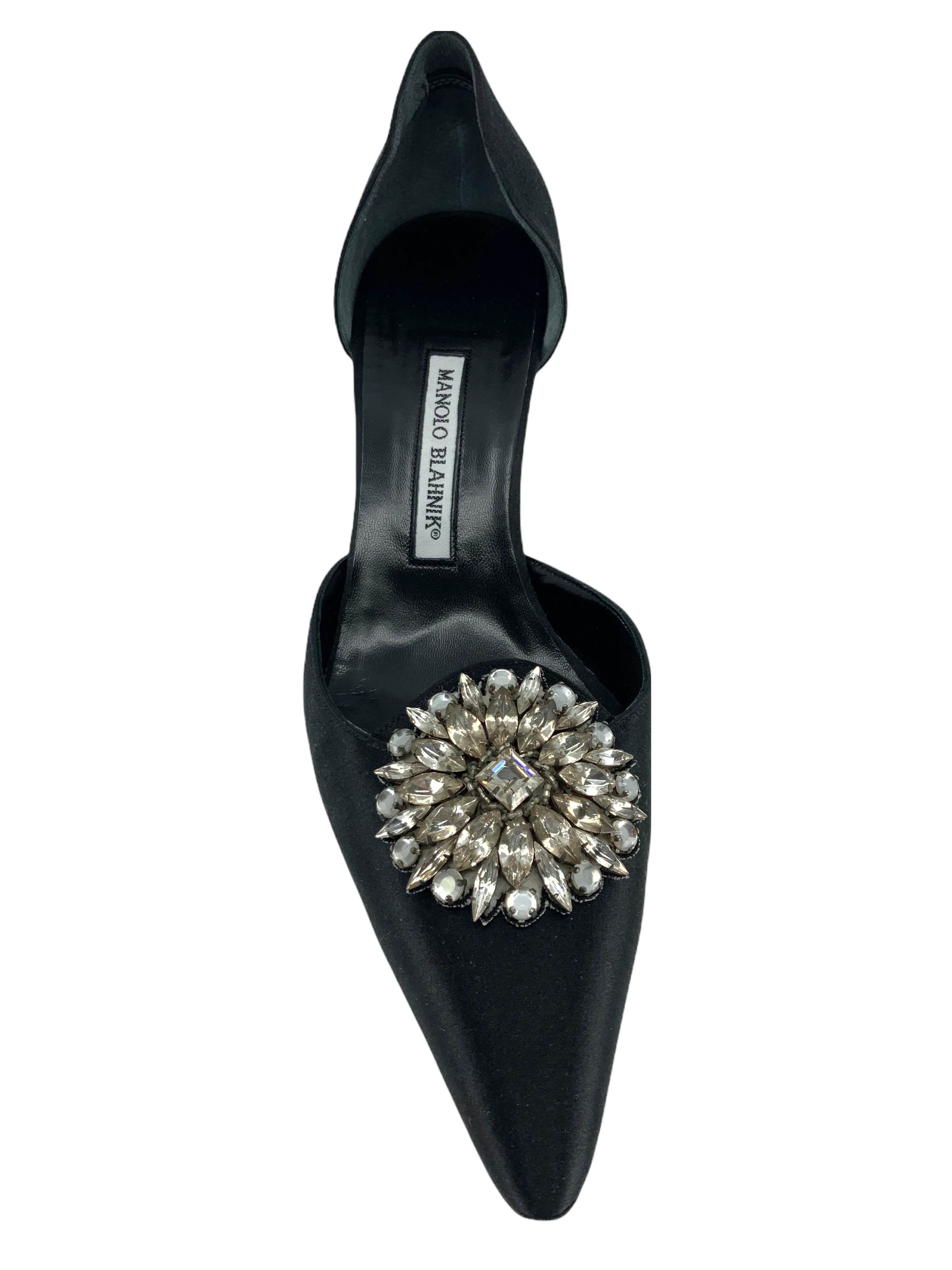 Manolo Blahnik Satin Pumps with Embellishments in Size 10.5.