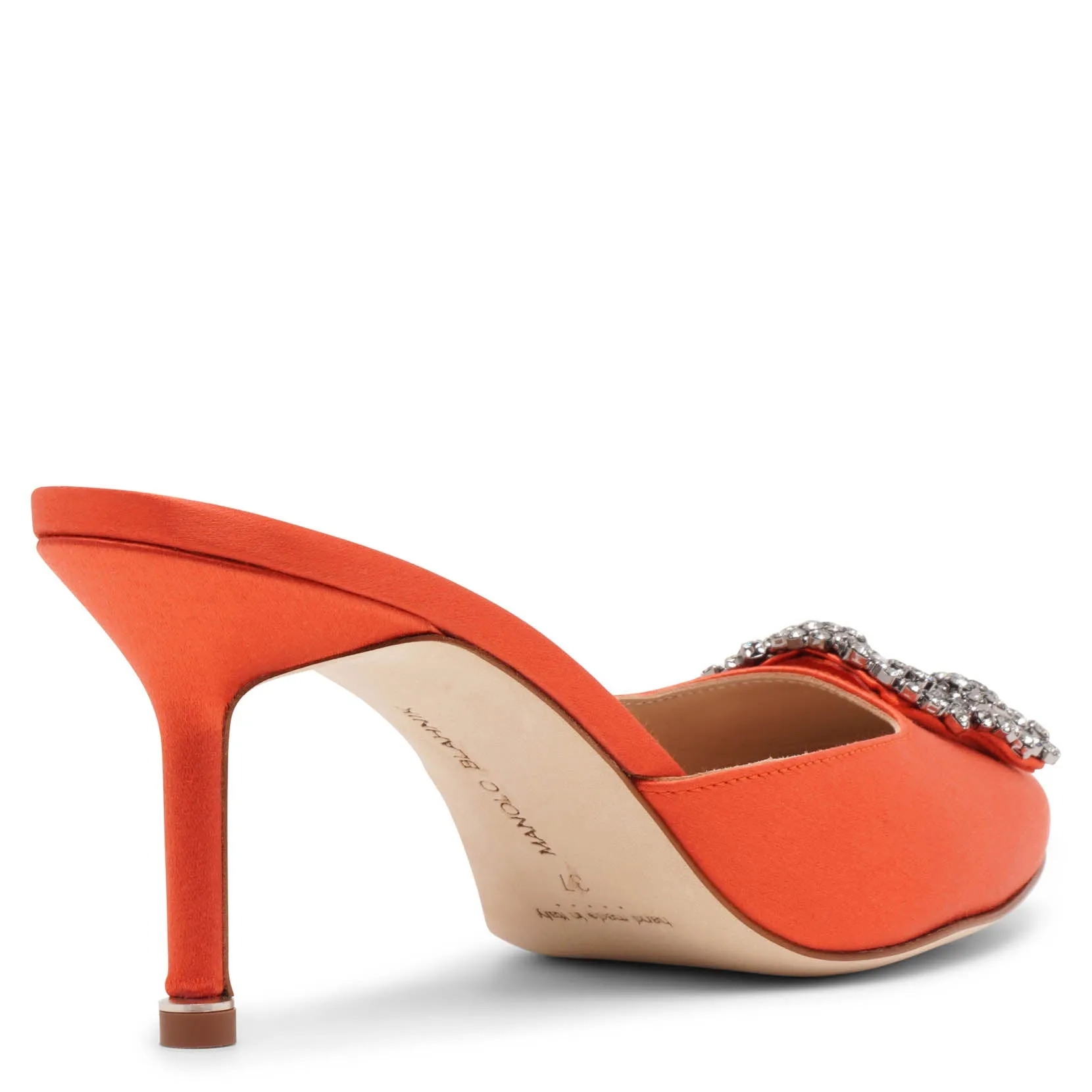 Manolo Blahnik Hangisimu 70 coral satin mules