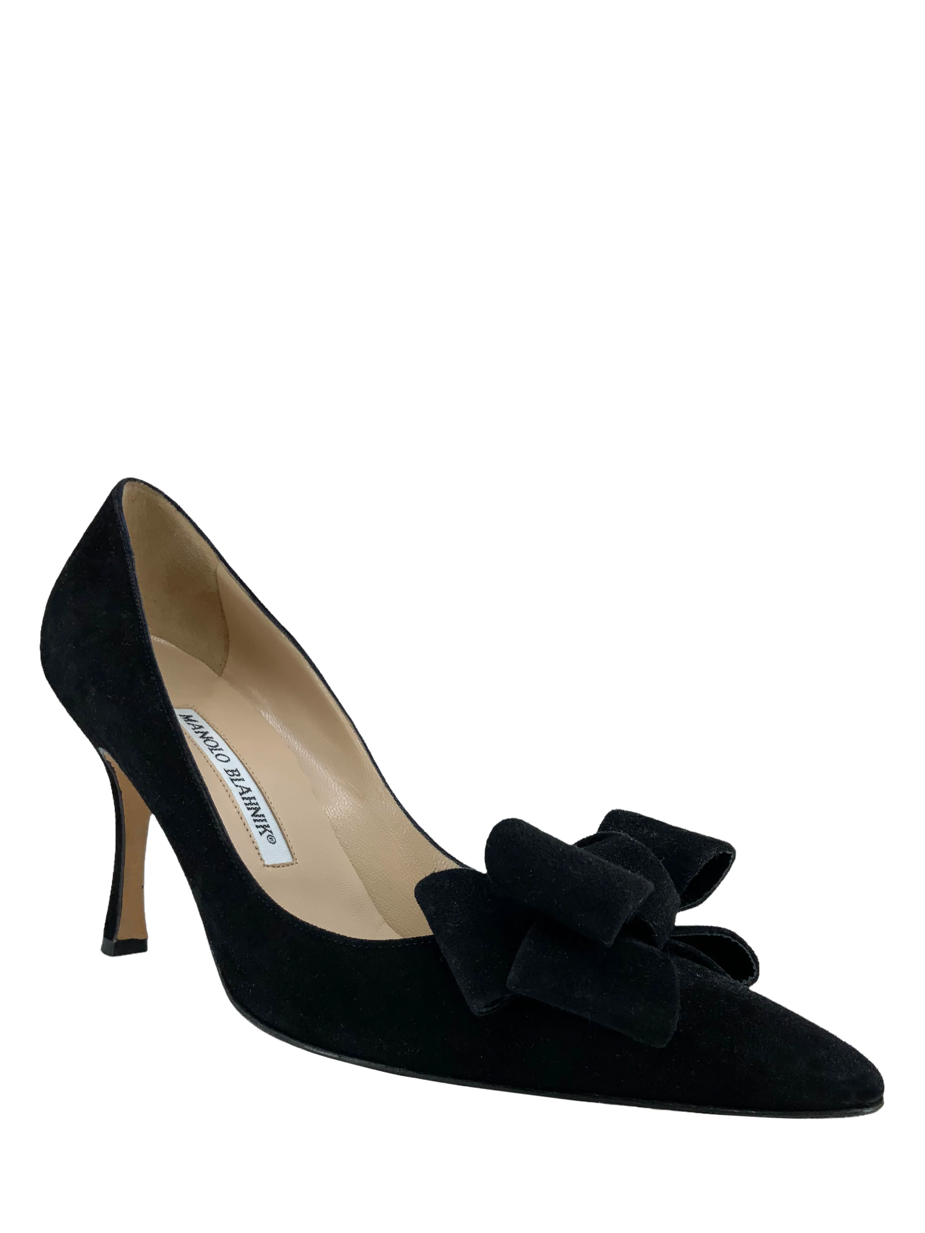 Size 7.5 Manolo Blahnik Lisanew Suede Pumps