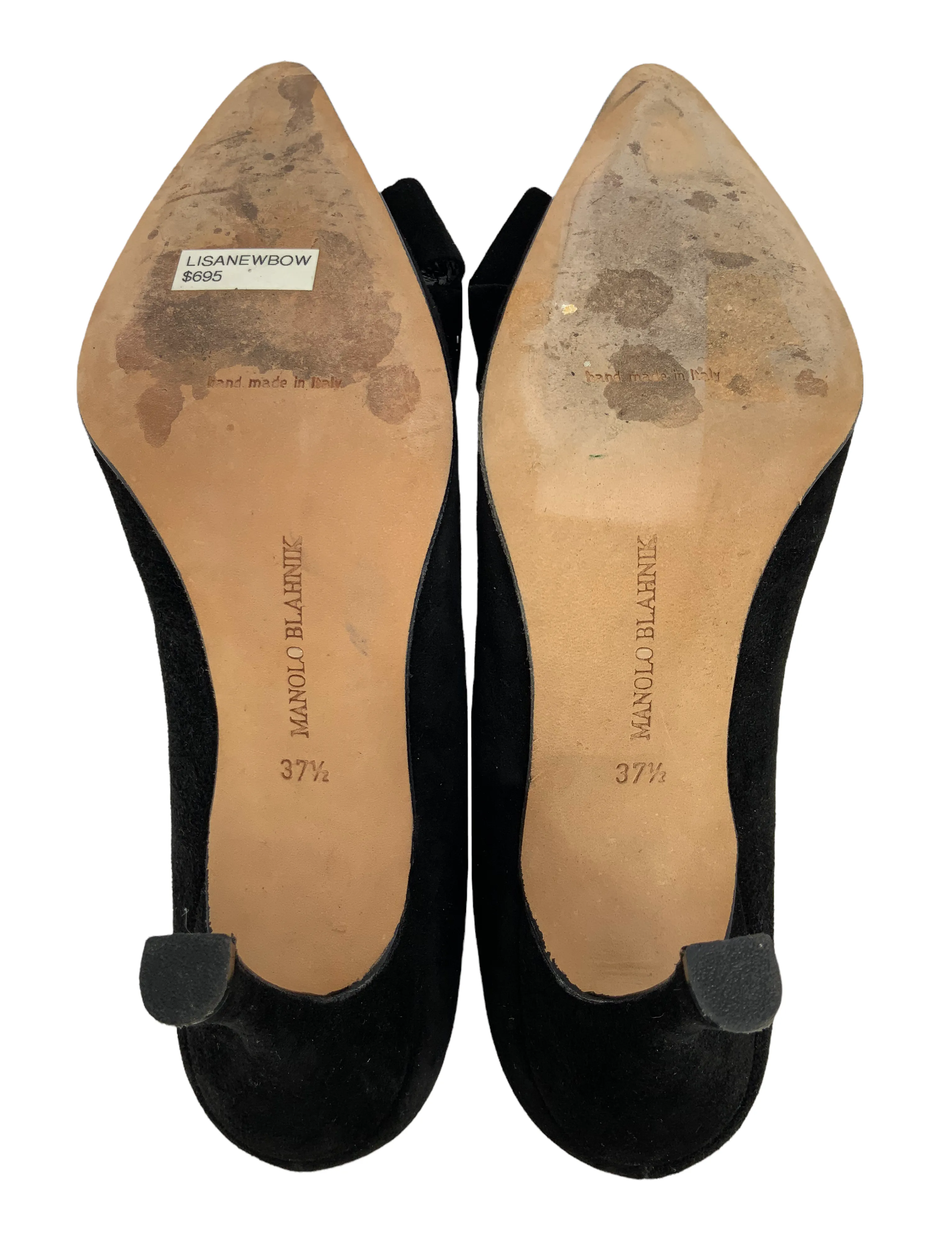 Size 7.5 Manolo Blahnik Lisanew Suede Pumps