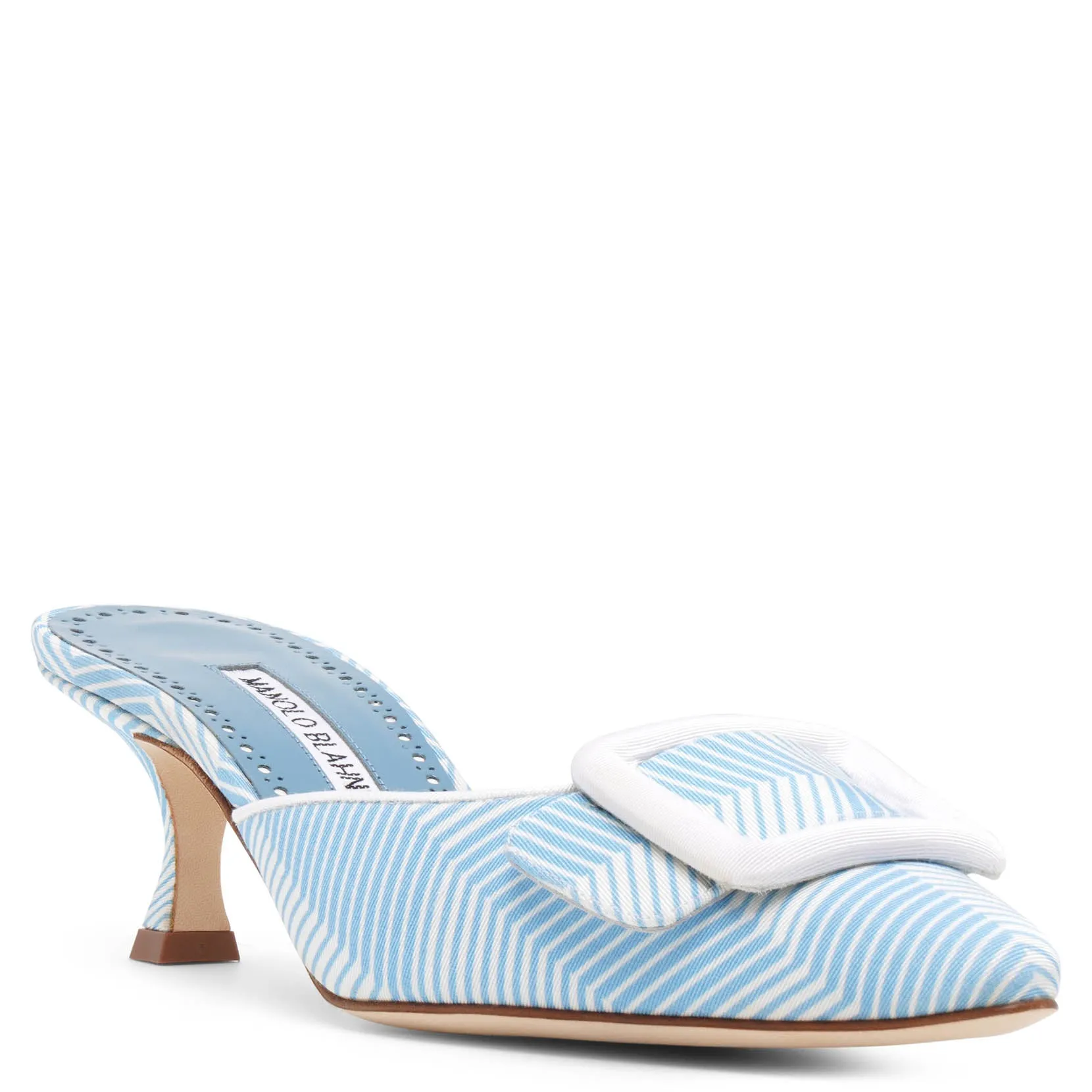 Manolo Blahnik Maysalebi 50 blue grosgrain mules