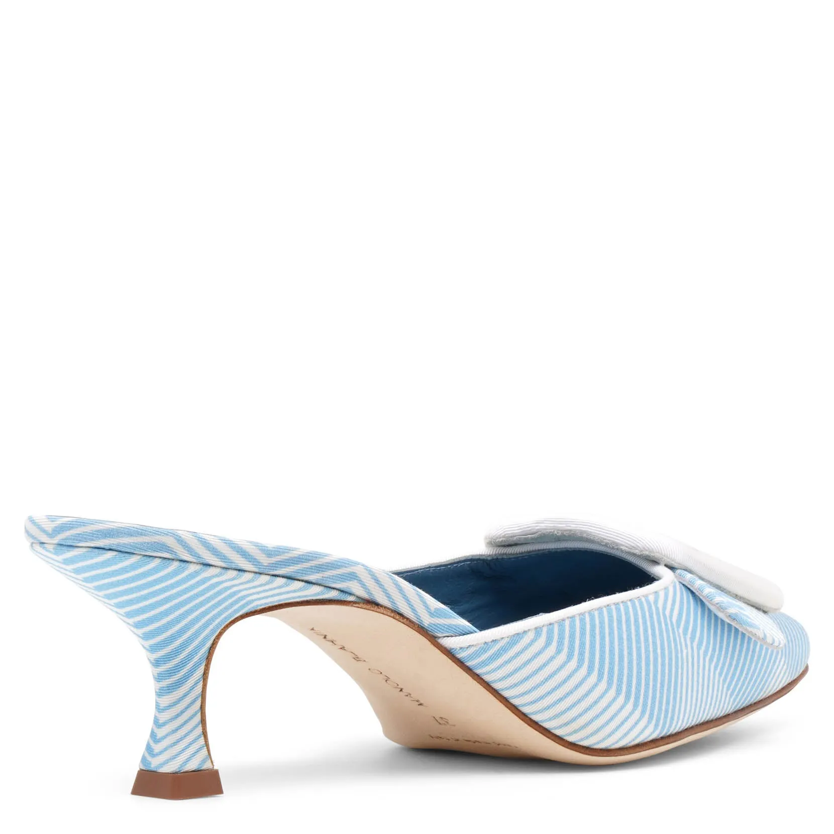 Manolo Blahnik Maysalebi 50 blue grosgrain mules