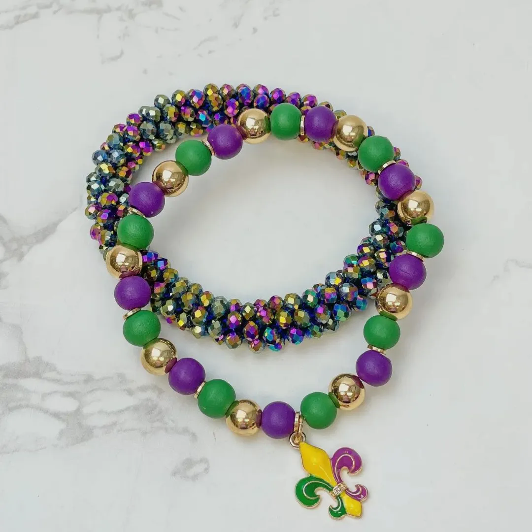 Mardi Gras Sparkle Stretch Bracelet Collection