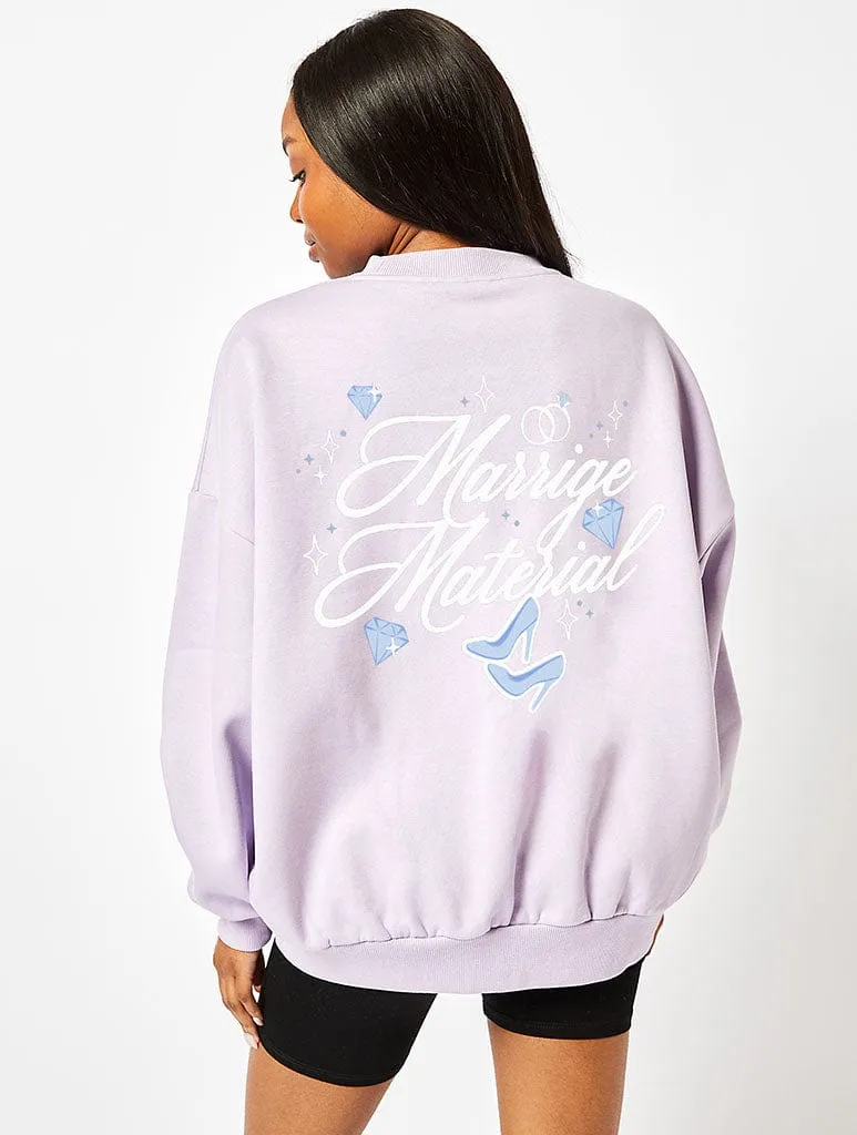 Marriage Material Sweatshirt In Lilac