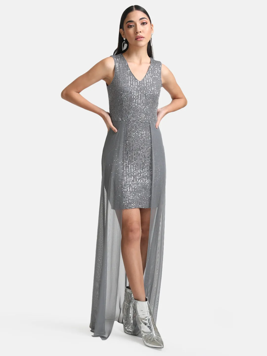 Maxi Dress with Sequin Overlay - Shop Now