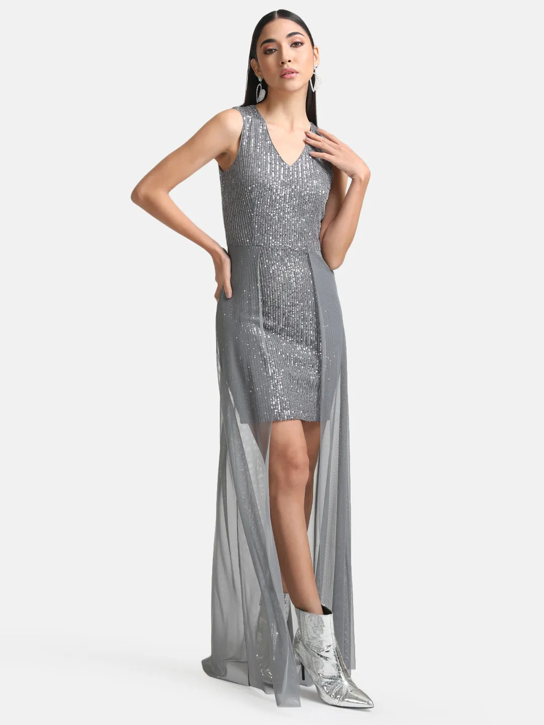 Maxi Dress with Sequin Overlay - Shop Now