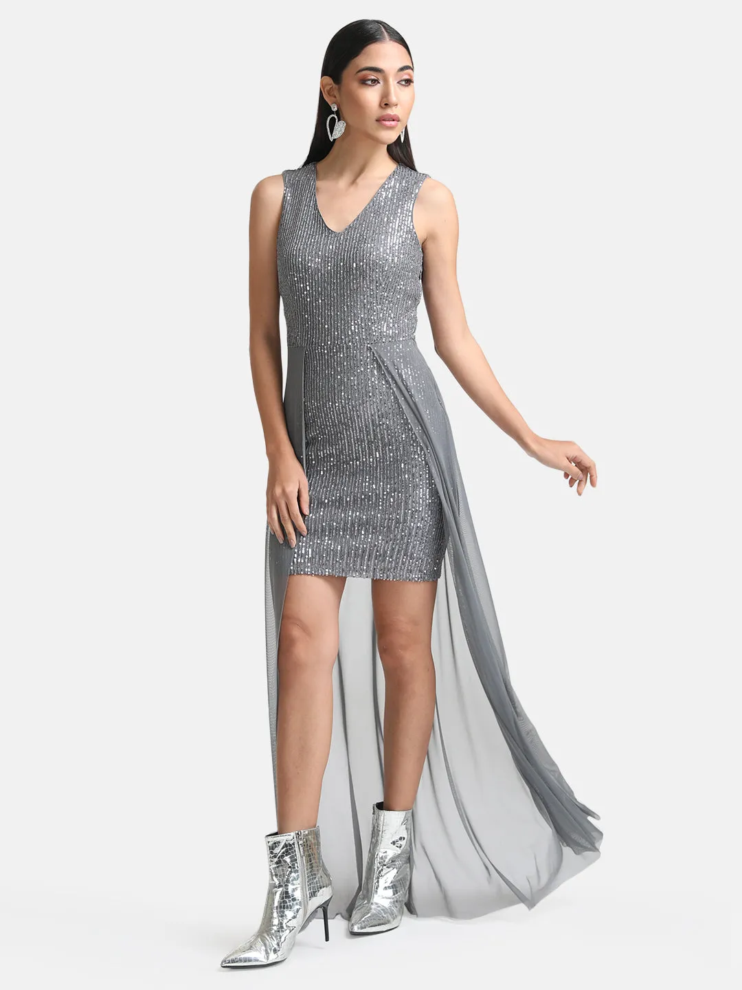 Maxi Dress with Sequin Overlay - Shop Now