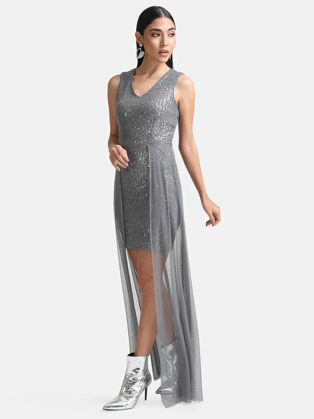 Maxi Dress with Sequin Overlay - Shop Now