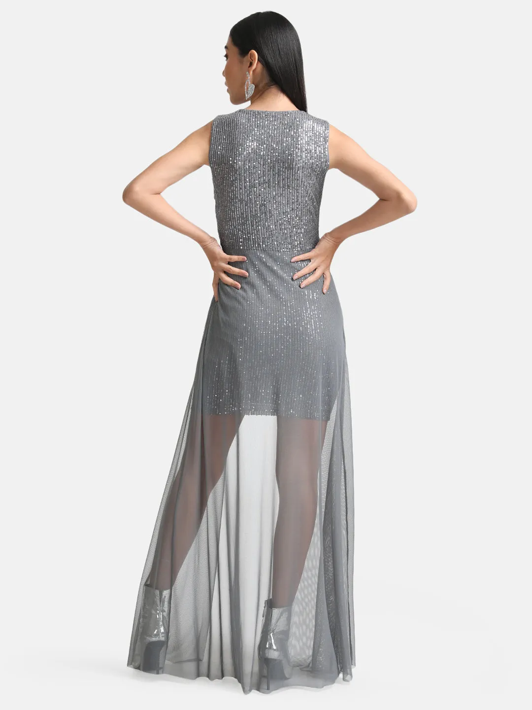 Maxi Dress with Sequin Overlay - Shop Now