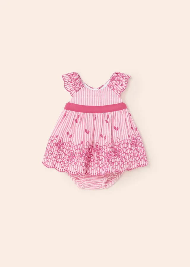 Mayoral Embroidered Newborn Girl Dress - Tulip Rose