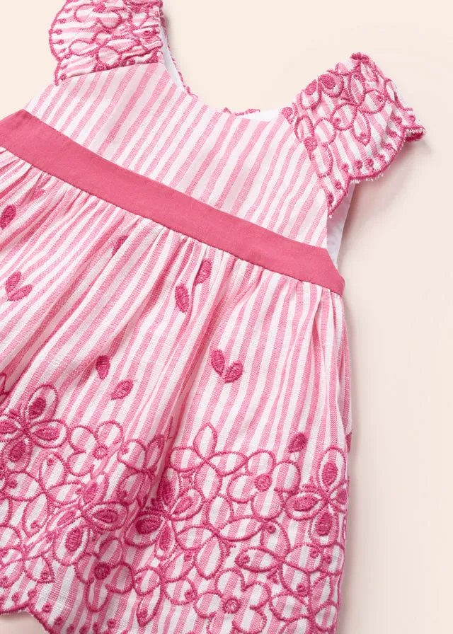 Mayoral Embroidered Newborn Girl Dress - Tulip Rose