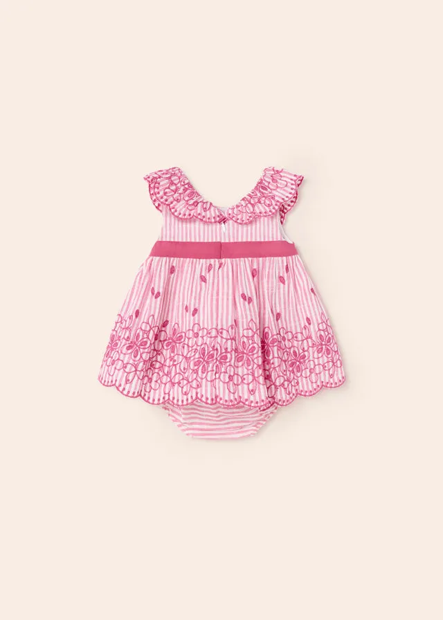 Mayoral Embroidered Newborn Girl Dress - Tulip Rose