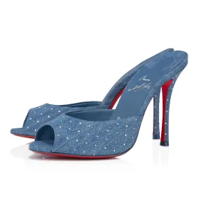 Me Dolly Plum Strass 100 mm Mules - Denim and strass - Denim - Women