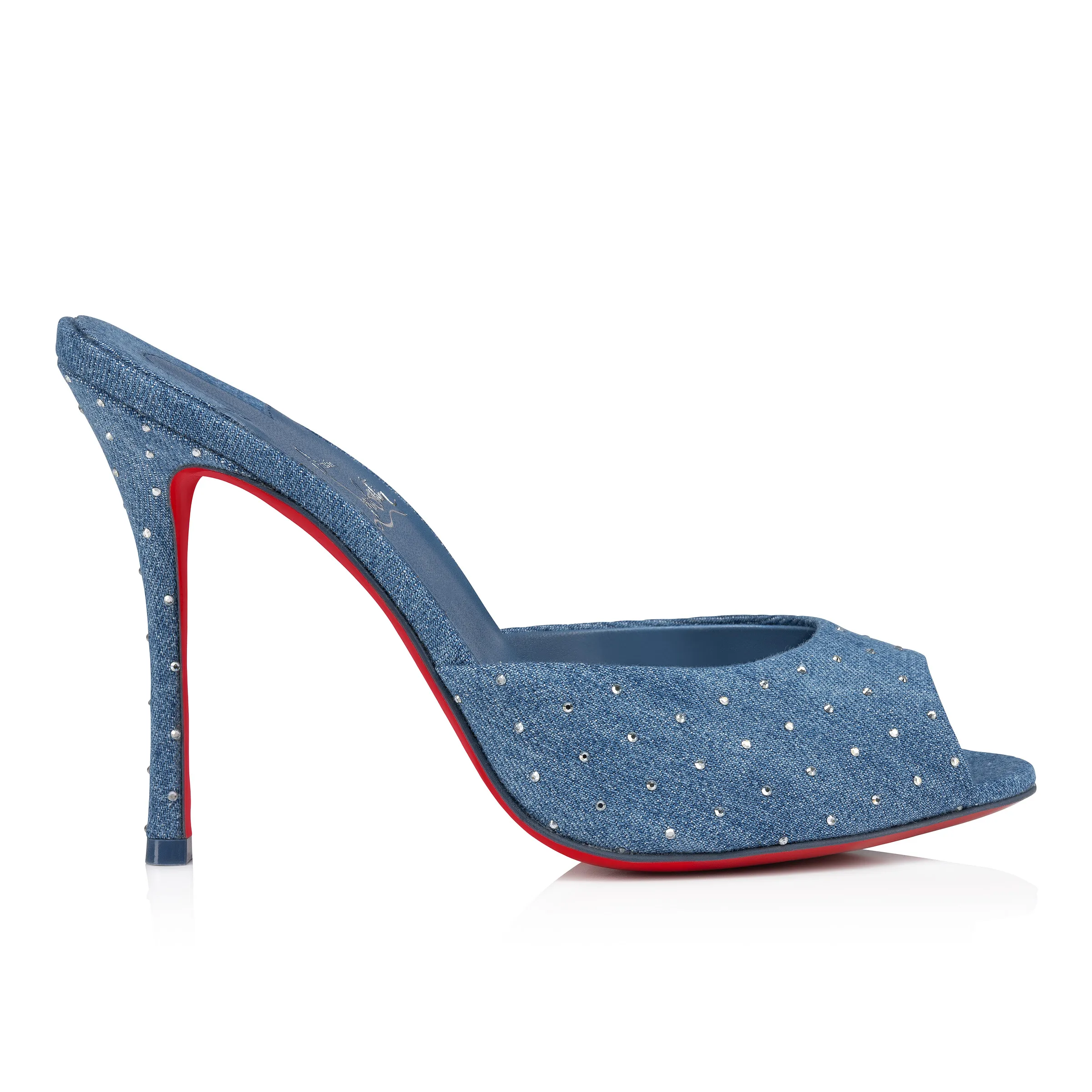 Me Dolly Plum Strass 100 mm Mules - Denim and strass - Denim - Women