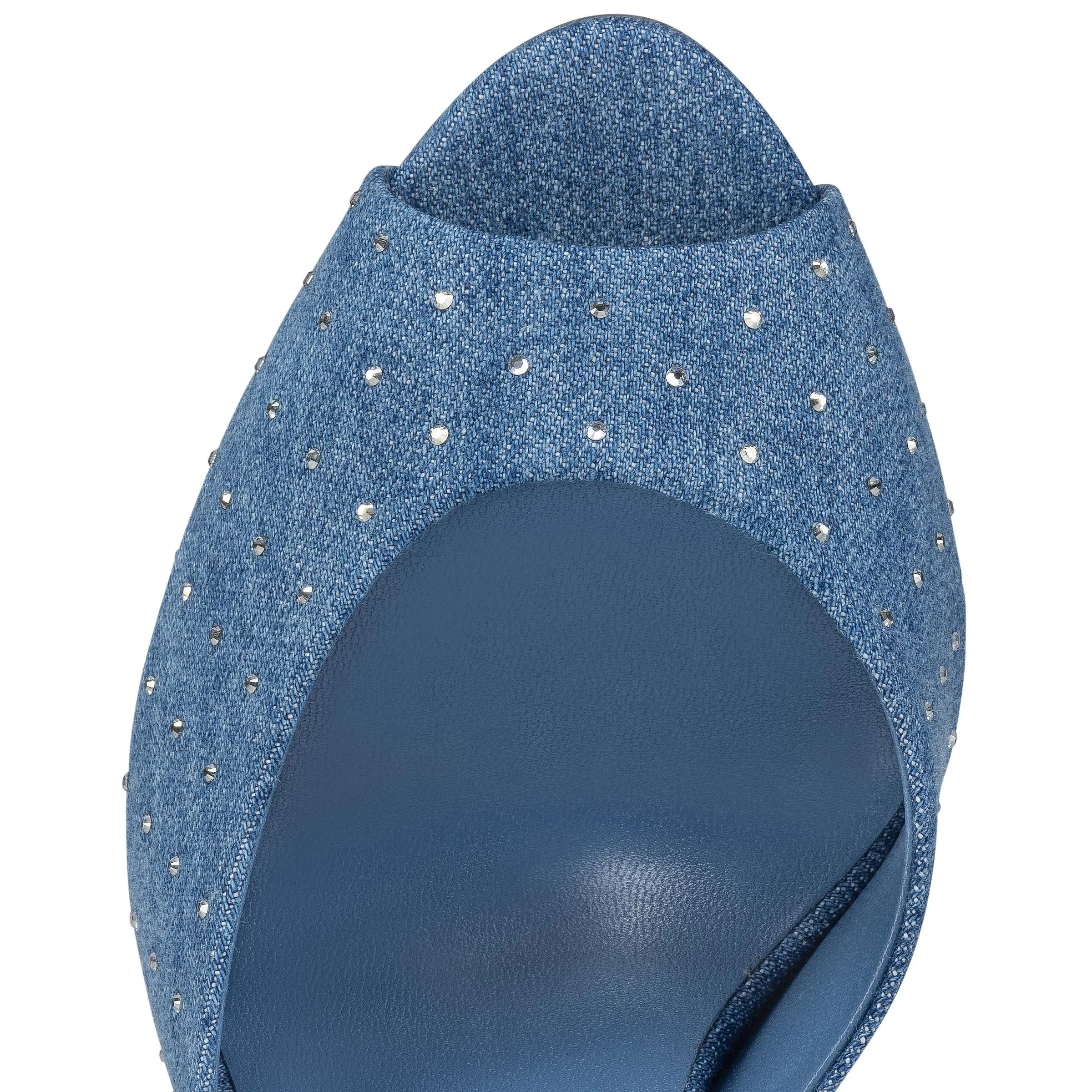 Me Dolly Plum Strass 100 mm Mules - Denim and strass - Denim - Women