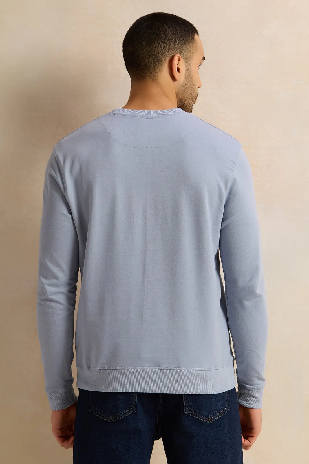 Men Blue Printed Sweatshirt