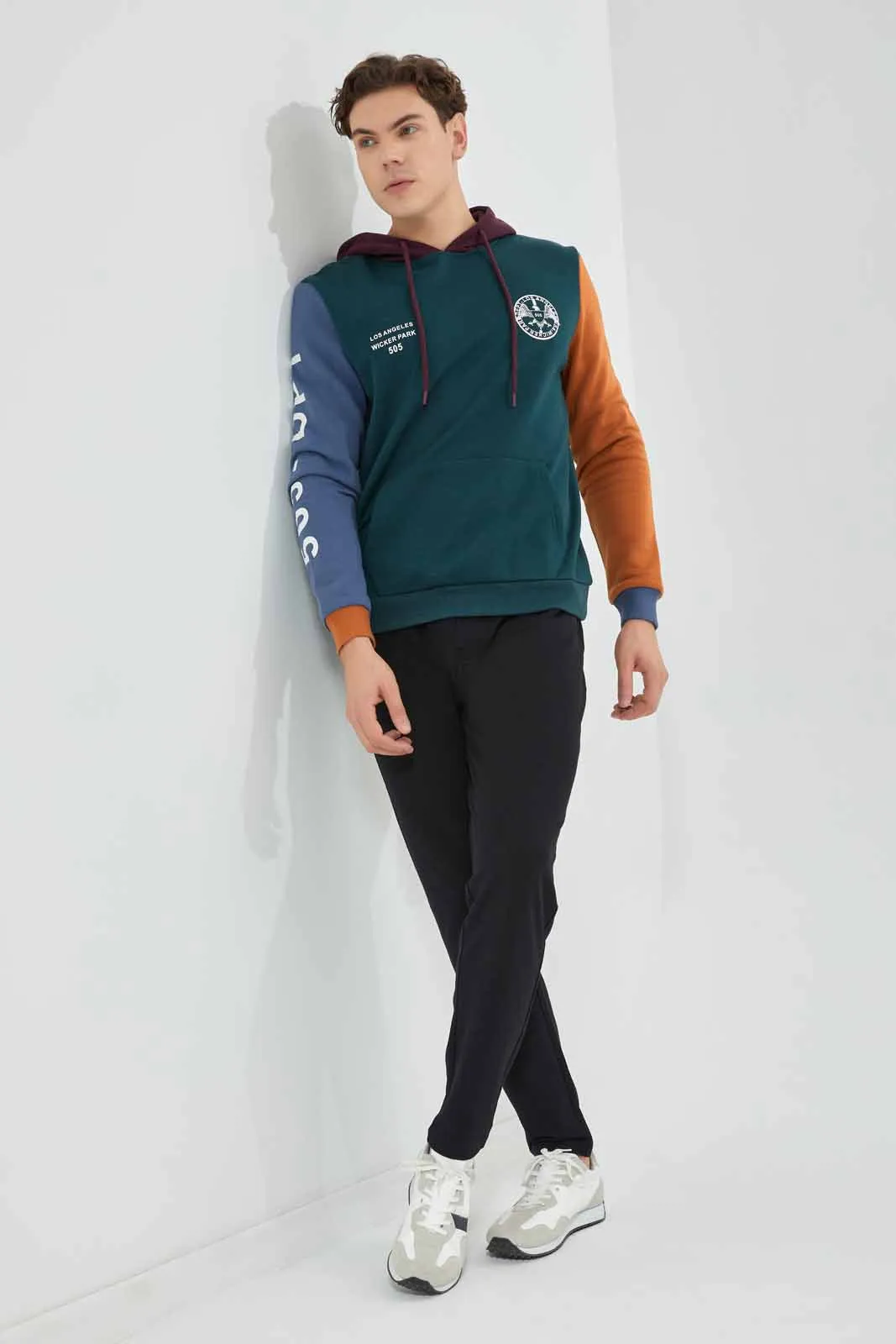 Men Multicolour Hooded Sweatshirt