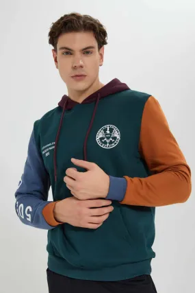 Men Multicolour Hooded Sweatshirt