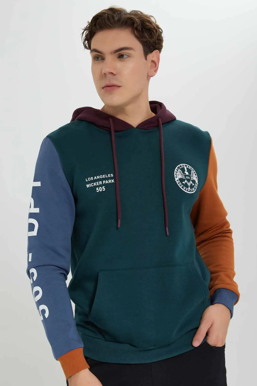 Men Multicolour Hooded Sweatshirt