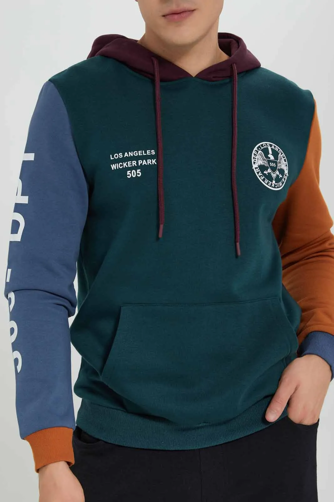 Men Multicolour Hooded Sweatshirt