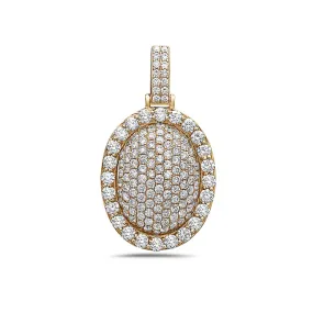 Men's 14K Yellow Gold Oval Pendant with 3.30 CT Diamonds