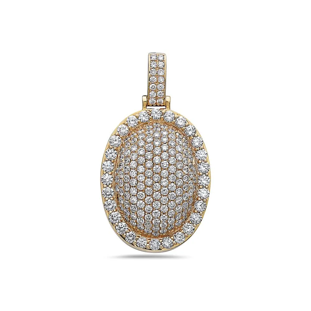 Men's 14K Yellow Gold Oval Pendant with 4.80 CT Diamonds