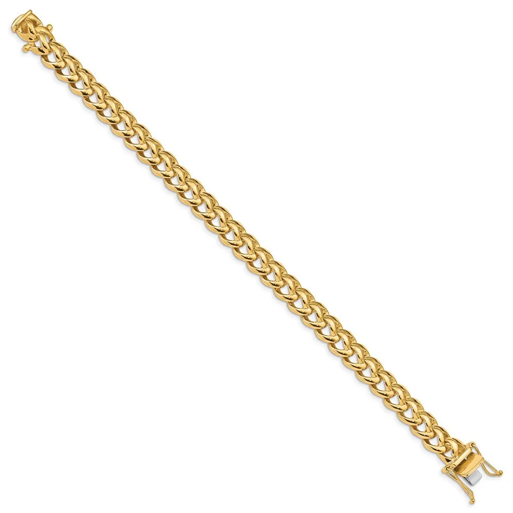 Men's 8.5mm 14K Yellow Gold Fancy Spiga Chain Bracelet, 8 Inch