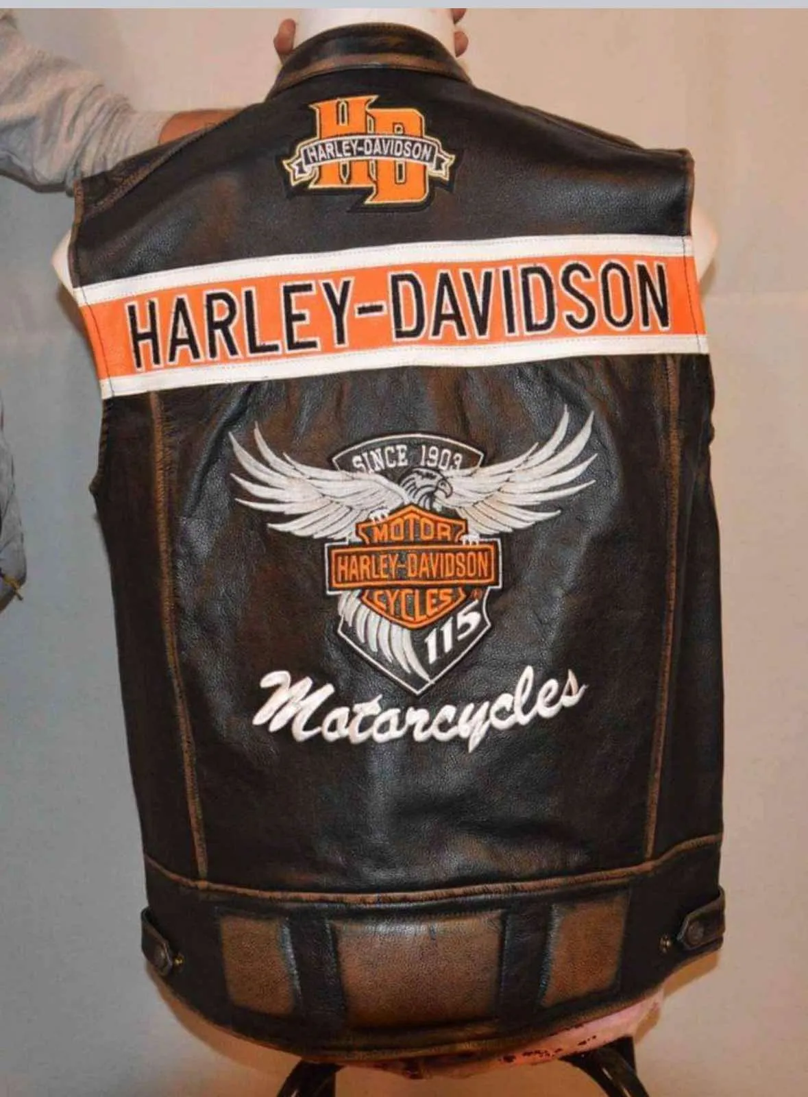 Men's Harley Davidson Biker Vest Motorcycle Real Leather Vest