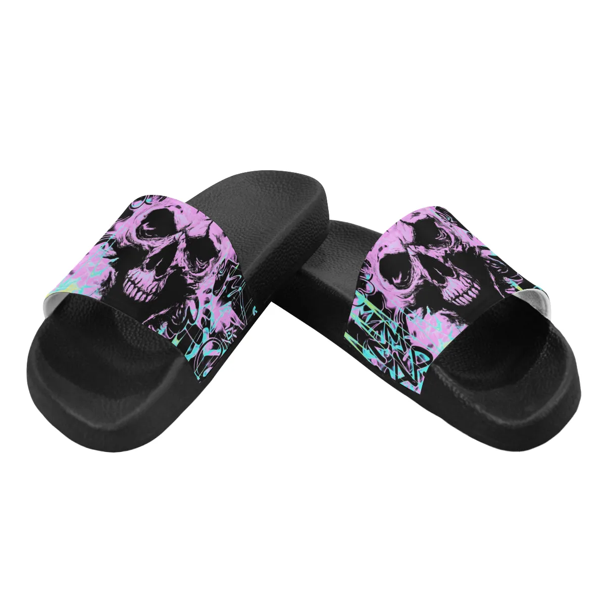 Men's Slide Sandals with Alternative Skull Graffiti