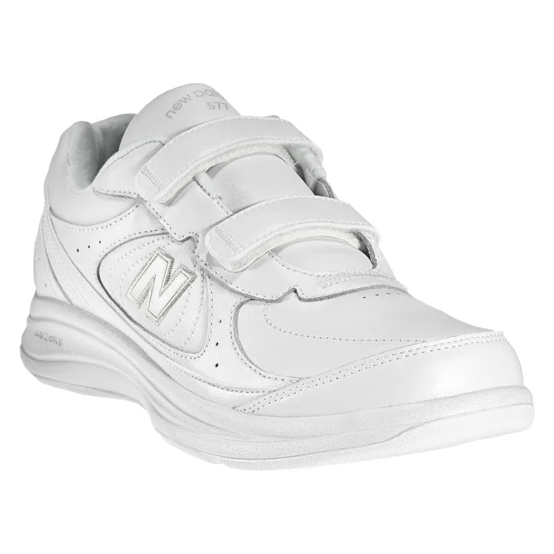  Men's Walking 577 Hook and Loop Walking Shoe in White  