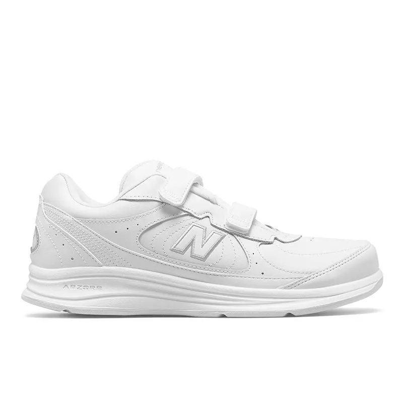  Men's Walking 577 Hook and Loop Walking Shoe in White  