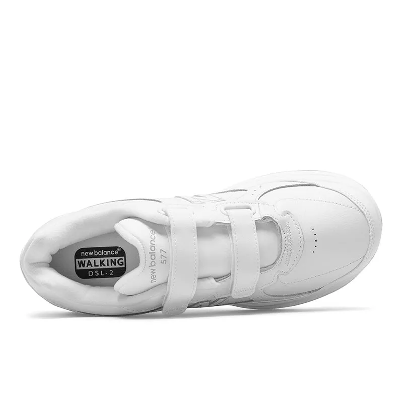  Men's Walking 577 Hook and Loop Walking Shoe in White  