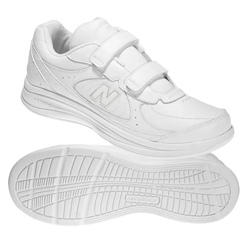  Men's Walking 577 Hook and Loop Walking Shoe in White  