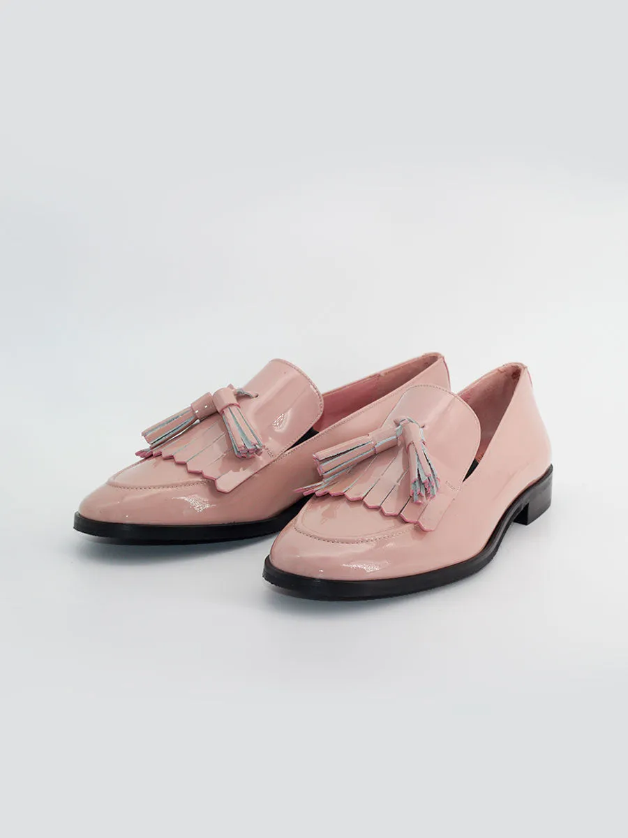 Messina FB makeup color patent leather leather loafers.